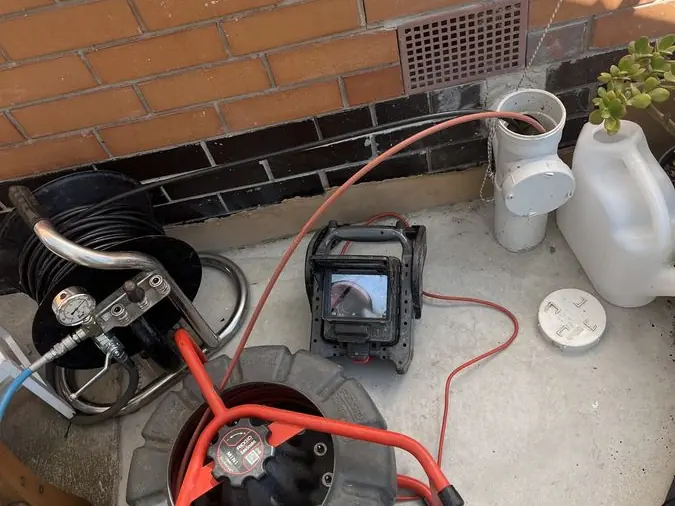 Drain camera equipment beside a toilet, Malvern