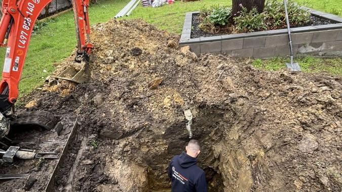 Underground drainage works at a residential property, Malvern